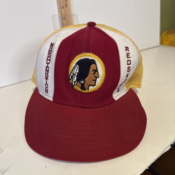Vintage 80s Washington Redskins NFL Trucker Hat Adult Made In USA Lucky Stripe - Picture 2 of 16